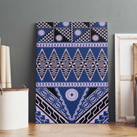 Vintage Bula Fiji Canvas Wall Art Prussian Blue Tapa Masi Motif