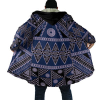 Vintage Bula Fiji Cloak Prussian Blue Tapa Masi Motif - Polynesian Pride
