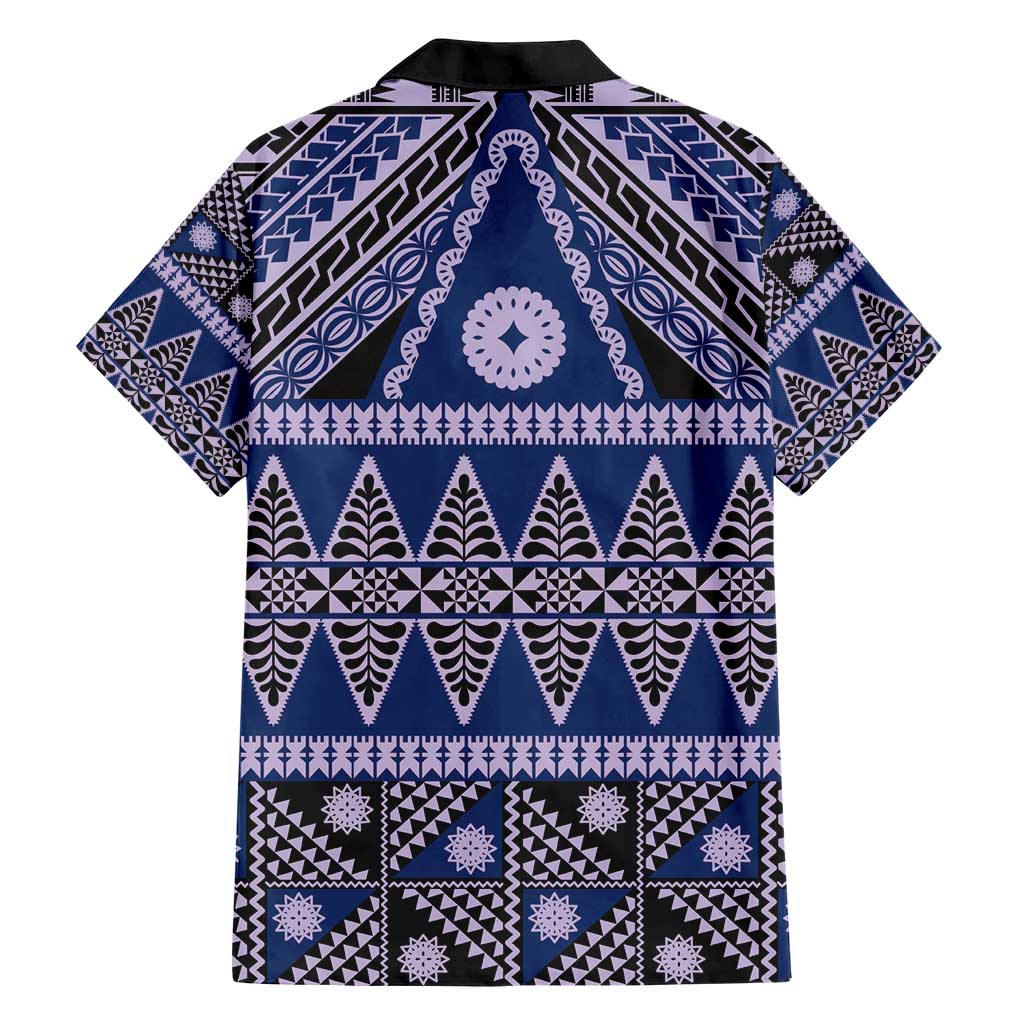 Vintage Bula Fiji Family Matching Short Sleeve Bodycon Dress and Hawaiian Shirt Prussian Blue Tapa Masi Motif LT9 - Polynesian Pride