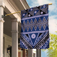 Vintage Bula Fiji Garden Flag Prussian Blue Tapa Masi Motif
