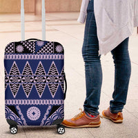 Vintage Bula Fiji Luggage Cover Prussian Blue Tapa Masi Motif