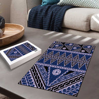 Vintage Bula Fiji Puzzle Prussian Blue Tapa Masi Motif - Polynesian Pride