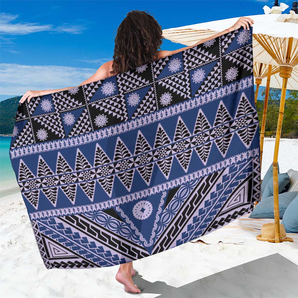 Vintage Bula Fiji Sarong Prussian Blue Tapa Masi Motif