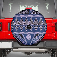 Vintage Bula Fiji Spare Tire Cover Prussian Blue Tapa Masi Motif