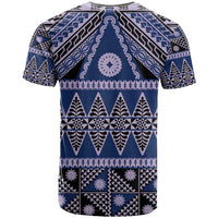 Vintage Bula Fiji T Shirt Prussian Blue Tapa Masi Motif