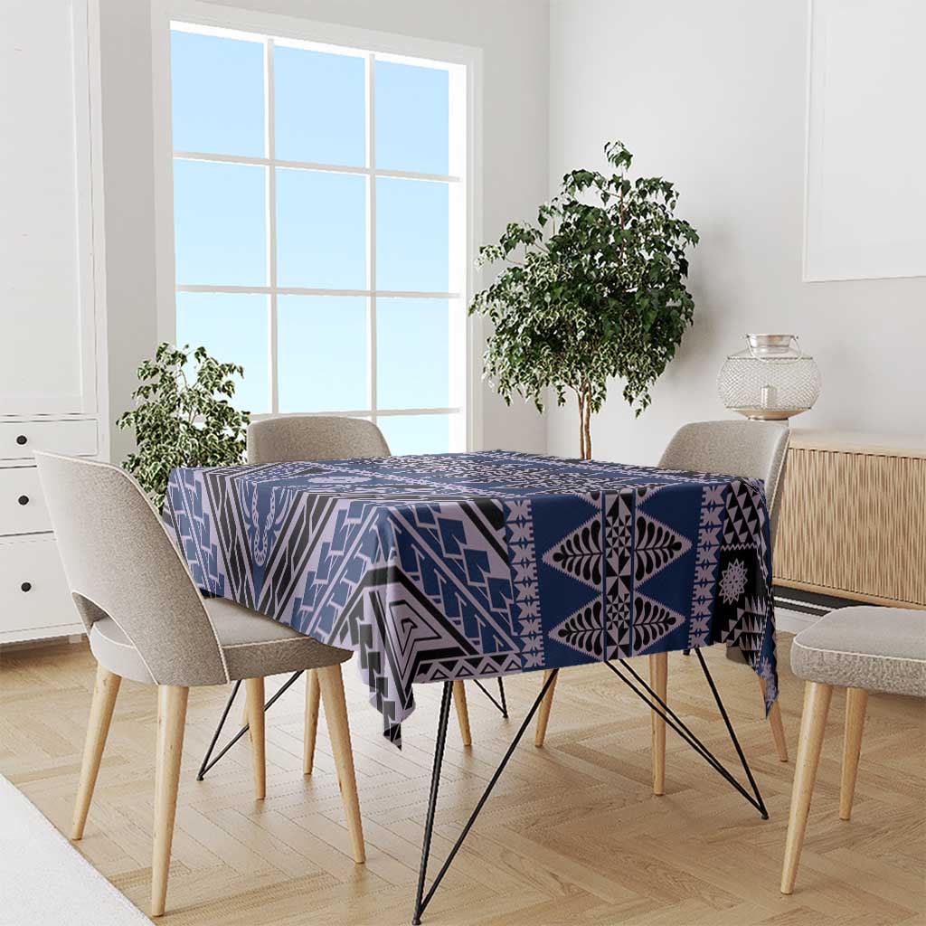 Vintage Bula Fiji Tablecloth Prussian Blue Tapa Masi Motif LT9 - Polynesian Pride