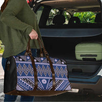 Vintage Bula Fiji Travel Bag Prussian Blue Tapa Masi Motif - Polynesian Pride