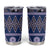 Vintage Bula Fiji Tumbler Cup Prussian Blue Tapa Masi Motif