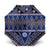 Vintage Bula Fiji Umbrella Prussian Blue Tapa Masi Motif - Polynesian Pride