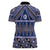 Vintage Bula Fiji Women Polo Shirt Prussian Blue Tapa Masi Motif