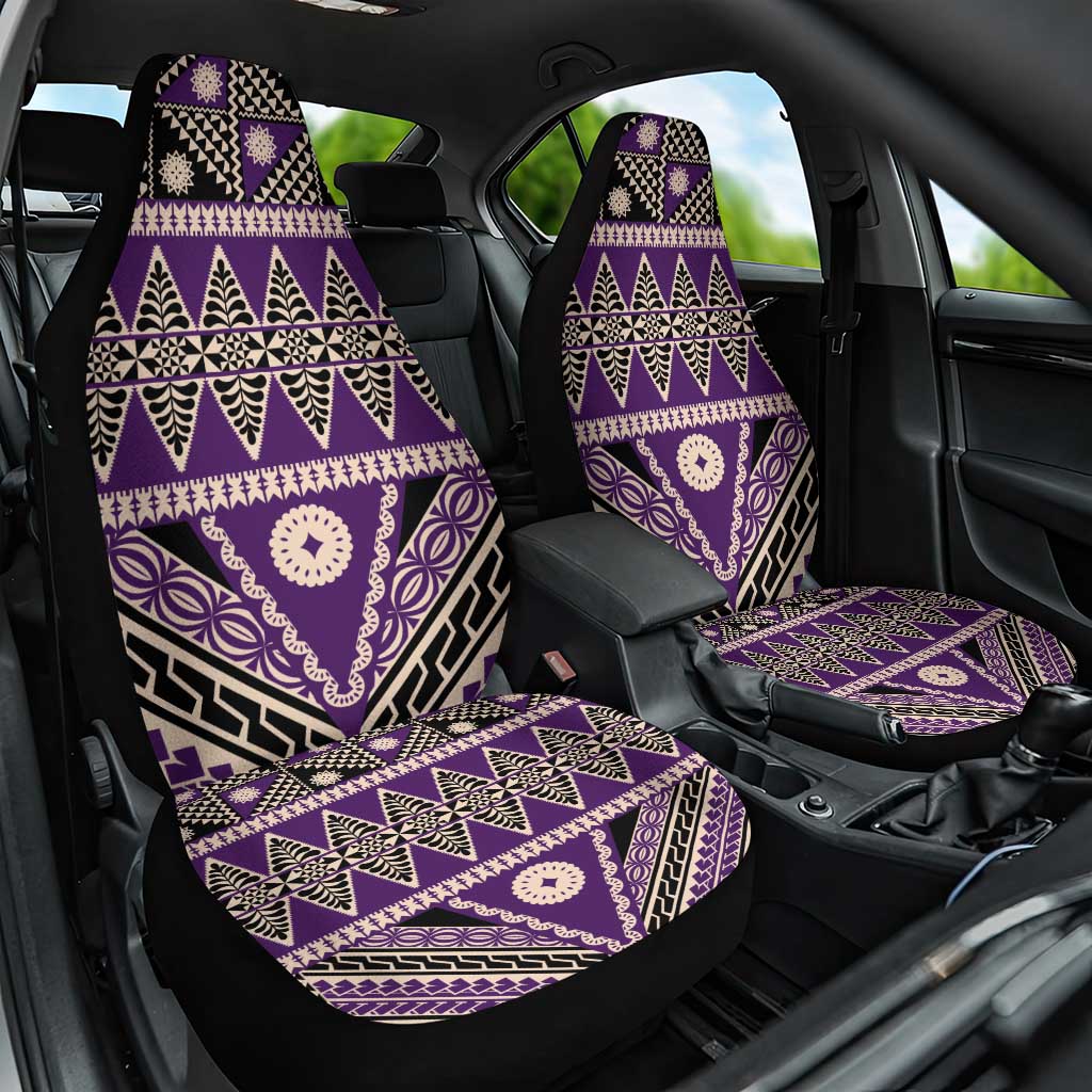 Vintage Bula Fiji Car Seat Cover Purple Tapa Masi Motif LT9 One Size Purple - Polynesian Pride