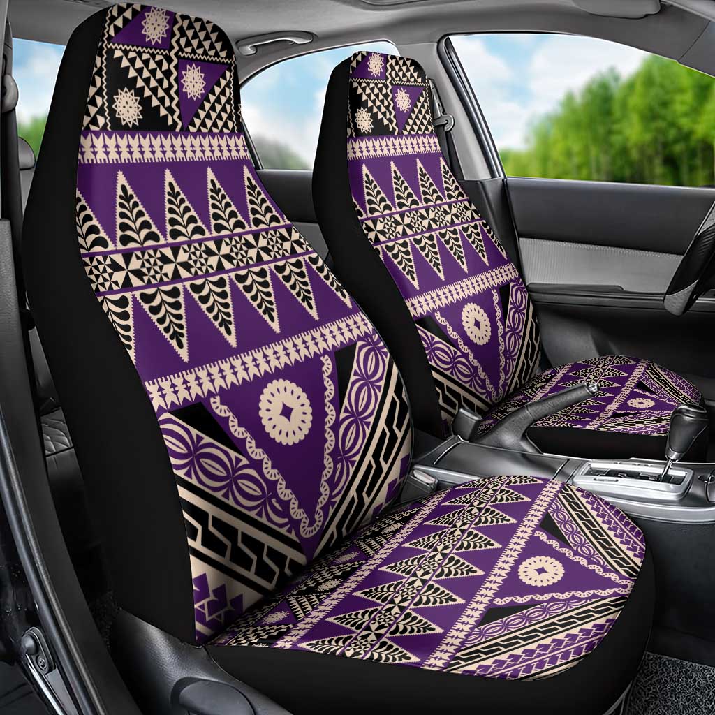 Vintage Bula Fiji Car Seat Cover Purple Tapa Masi Motif LT9 - Polynesian Pride