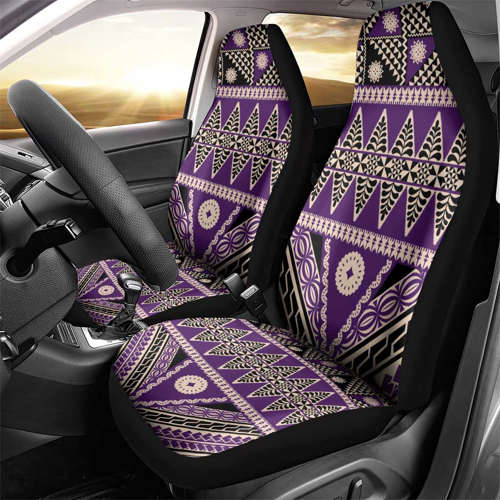 Vintage Bula Fiji Car Seat Cover Purple Tapa Masi Motif LT9 - Polynesian Pride