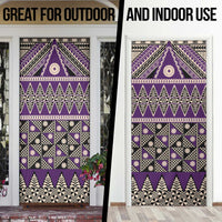 Vintage Bula Fiji Door Cover Purple Tapa Masi Motif - Polynesian Pride