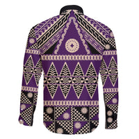 Vintage Bula Fiji Family Matching Puletasi and Hawaiian Shirt Purple Tapa Masi Motif LT9 - Polynesian Pride