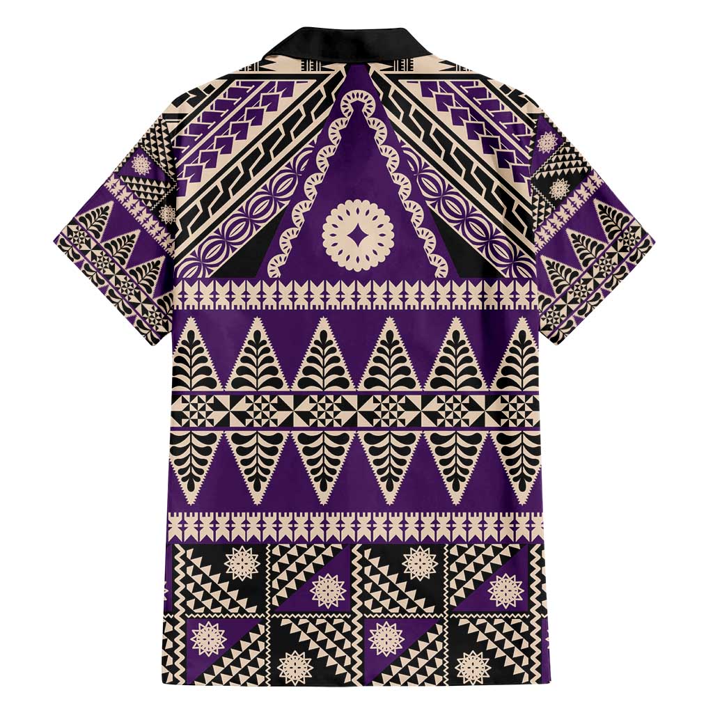 Vintage Bula Fiji Family Matching Tank Maxi Dress and Hawaiian Shirt Purple Tapa Masi Motif LT9 - Polynesian Pride