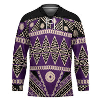 Vintage Bula Fiji Hockey Jersey Purple Tapa Masi Motif - Polynesian Pride