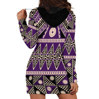 Vintage Bula Fiji Hoodie Dress Purple Tapa Masi Motif LT9 - Polynesian Pride