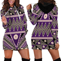 Vintage Bula Fiji Hoodie Dress Purple Tapa Masi Motif LT9 - Polynesian Pride