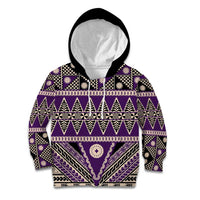 Vintage Bula Fiji Kid Hoodie Purple Tapa Masi Motif LT9 Hoodie Purple - Polynesian Pride