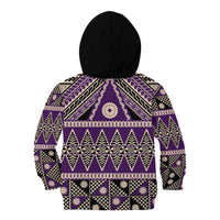 Vintage Bula Fiji Kid Hoodie Purple Tapa Masi Motif LT9 - Polynesian Pride