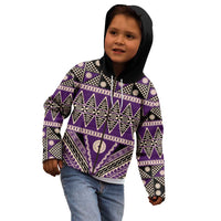 Vintage Bula Fiji Kid Hoodie Purple Tapa Masi Motif LT9 - Polynesian Pride