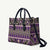 Vintage Bula Fiji Leather Bag Purple Tapa Masi Motif - Polynesian Pride