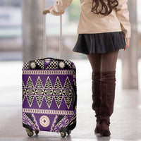 Vintage Bula Fiji Luggage Cover Purple Tapa Masi Motif