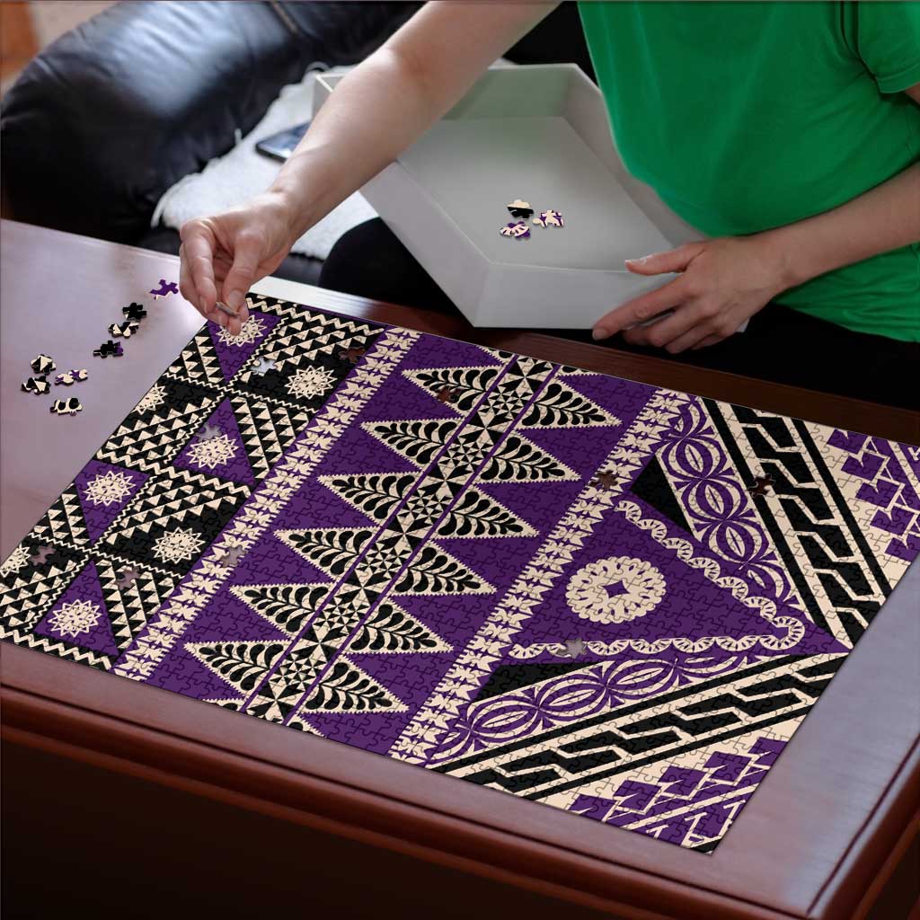 Vintage Bula Fiji Puzzle Purple Tapa Masi Motif LT9 - Polynesian Pride