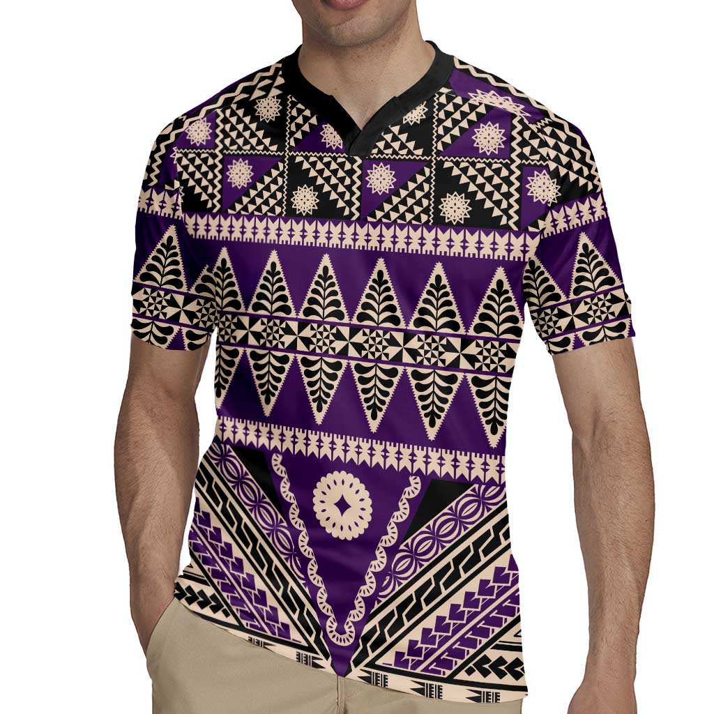 Vintage Bula Fiji Rugby Jersey Purple Tapa Masi Motif
