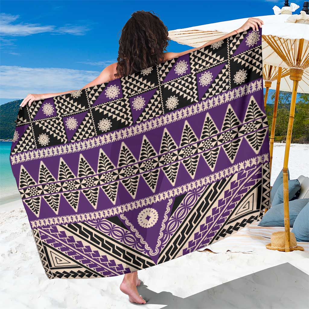 Vintage Bula Fiji Sarong Purple Tapa Masi Motif