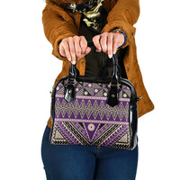 Vintage Bula Fiji Shoulder Handbag Purple Tapa Masi Motif