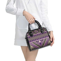 Vintage Bula Fiji Shoulder Handbag Purple Tapa Masi Motif