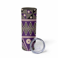 Vintage Bula Fiji Skinny Tumbler Purple Tapa Masi Motif LT9 - Polynesian Pride