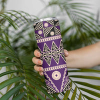 Vintage Bula Fiji Skinny Tumbler Purple Tapa Masi Motif LT9 - Polynesian Pride