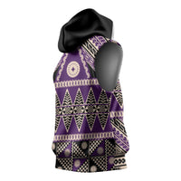 Vintage Bula Fiji Sleeveless Hoodie Purple Tapa Masi Motif LT9 - Polynesian Pride