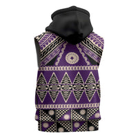 Vintage Bula Fiji Sleeveless Zip Hoodie Purple Tapa Masi Motif LT9 - Polynesian Pride
