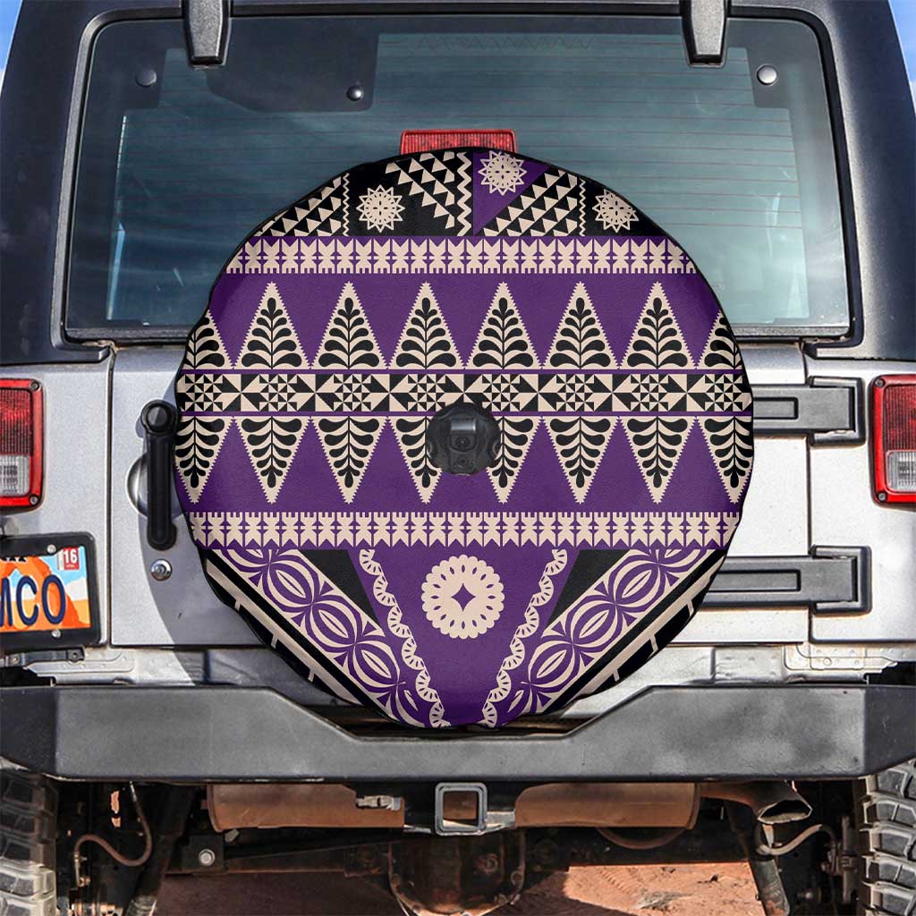 Vintage Bula Fiji Spare Tire Cover Purple Tapa Masi Motif LT9 Purple - Polynesian Pride