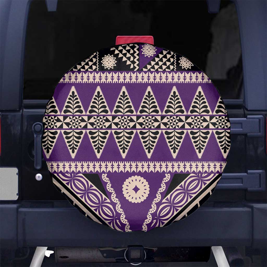 Vintage Bula Fiji Spare Tire Cover Purple Tapa Masi Motif LT9 No hole Purple - Polynesian Pride