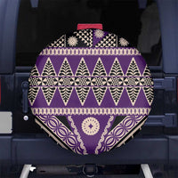Vintage Bula Fiji Spare Tire Cover Purple Tapa Masi Motif LT9 No hole Purple - Polynesian Pride