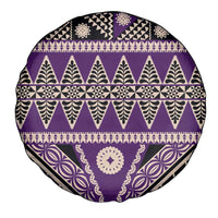 Vintage Bula Fiji Spare Tire Cover Purple Tapa Masi Motif LT9 - Polynesian Pride