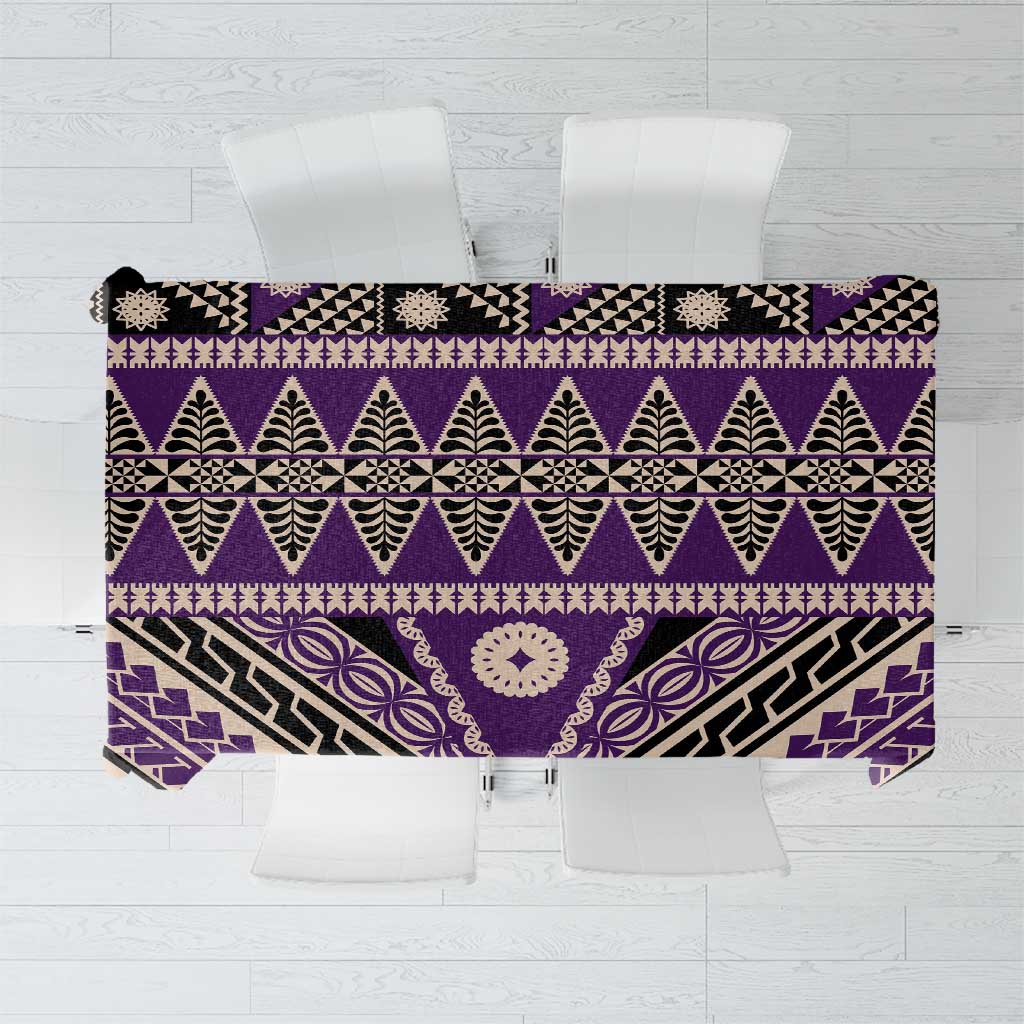 Vintage Bula Fiji Tablecloth Purple Tapa Masi Motif