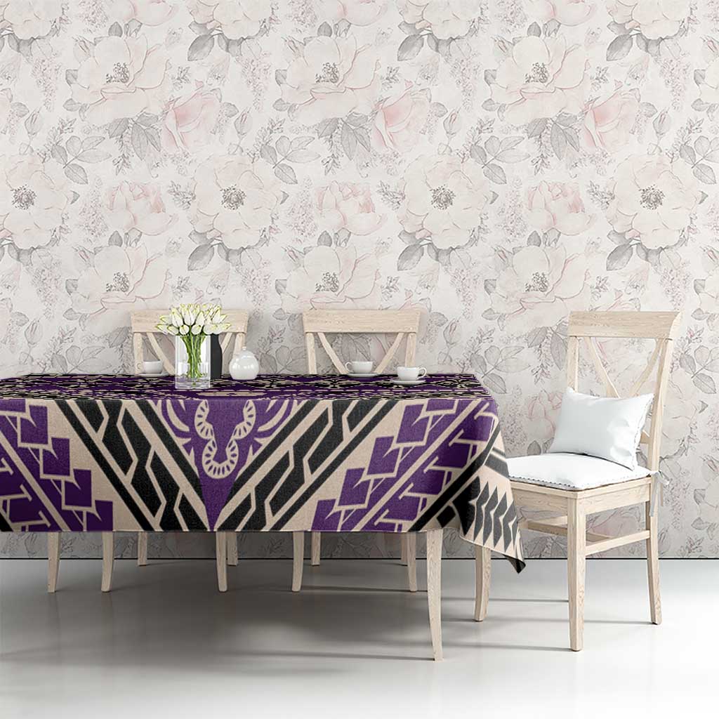 Vintage Bula Fiji Tablecloth Purple Tapa Masi Motif