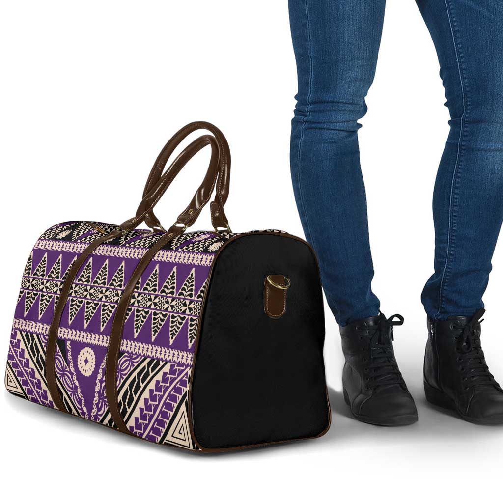 Vintage Bula Fiji Travel Bag Purple Tapa Masi Motif - Polynesian Pride