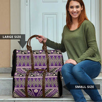 Vintage Bula Fiji Travel Bag Purple Tapa Masi Motif - Polynesian Pride