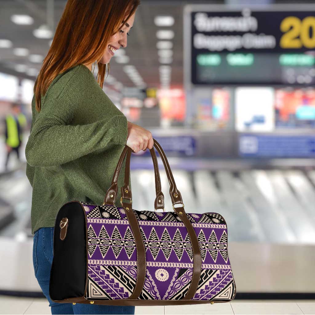 Vintage Bula Fiji Travel Bag Purple Tapa Masi Motif - Polynesian Pride