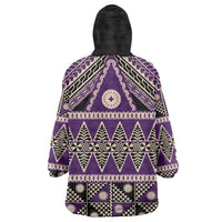 Vintage Bula Fiji Wearable Blanket Hoodie Purple Tapa Masi Motif LT9 - Polynesian Pride