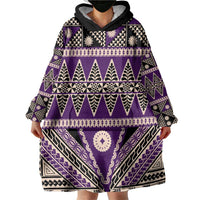 Vintage Bula Fiji Wearable Blanket Hoodie Purple Tapa Masi Motif LT9 - Polynesian Pride
