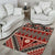 Vintage Bula Fiji Area Rug Red Tapa Masi Motif