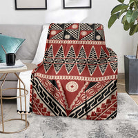Vintage Bula Fiji Blanket Red Tapa Masi Motif LT9 - Polynesian Pride